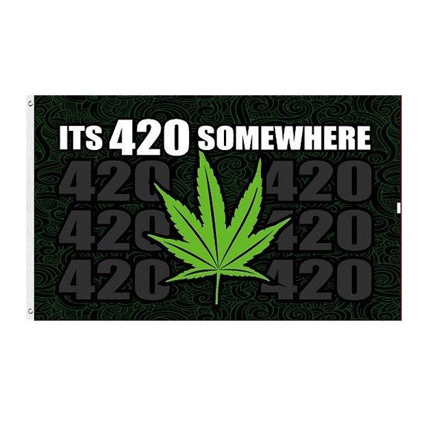 3'x5' IT'S 420 SOMEWHERE FLAG *Marijuana Leaf