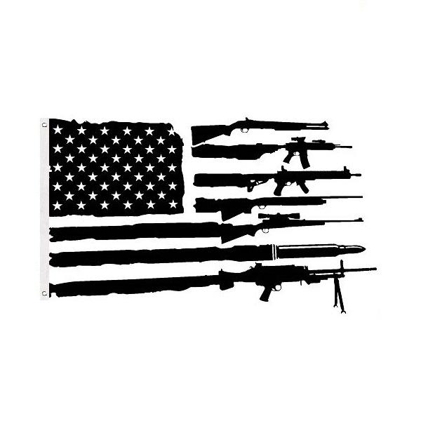 3'x5' Black & White Gun FLAG