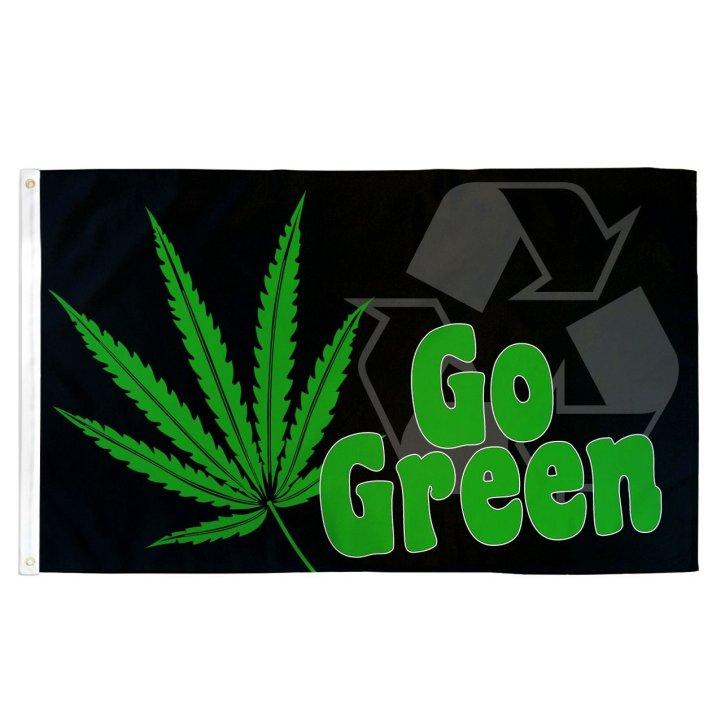 3'x5' GO GREEN Cannabis/Recycle FLAG