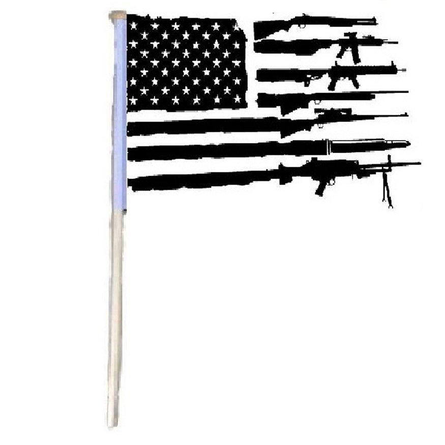 12''x18'' Stick FLAG [Black & White Gun]