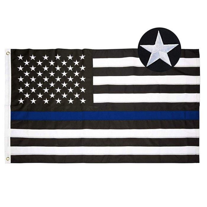 3'x5' Embroidered Blue Line FLAG