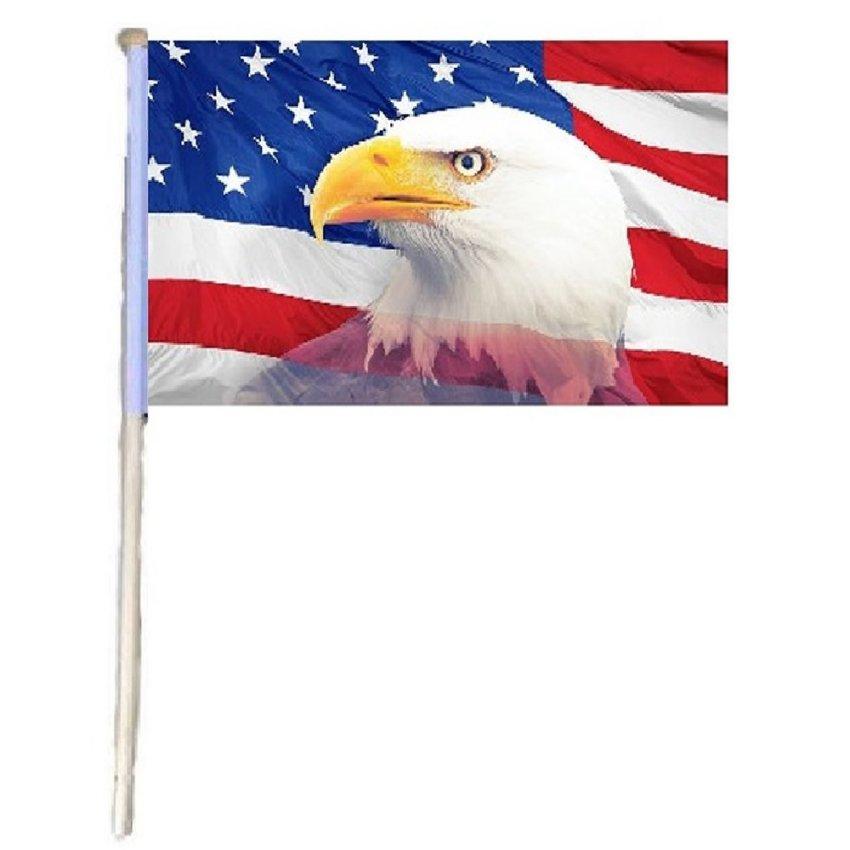 12''x18'' Stick Flag [AMERICAN Flag with EAGLE Head]