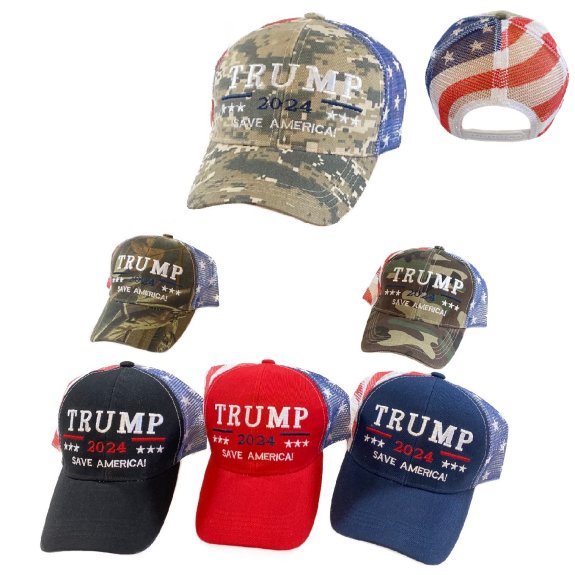 #Trump 2024 HAT Save America! with Flag Mesh Back