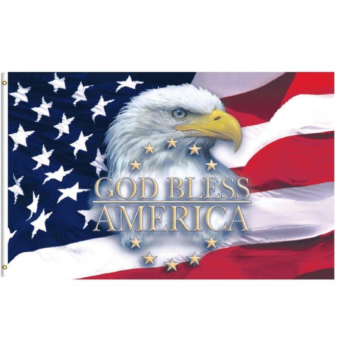 3'x5' God Bless America Flag [EAGLE Head/Wave Flag]