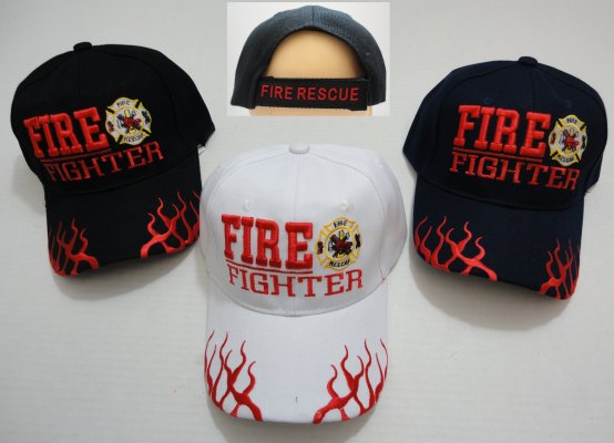 FIRE FIGHTER Hat with Maltese Cross [Flames on Bill]