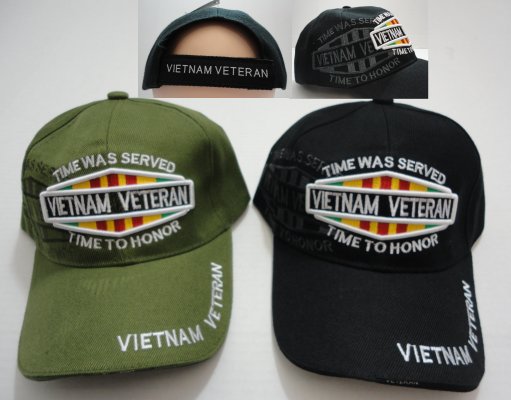 Vietnam Veteran Hat w/ Shadow [TIME WAS SERVED-TIME TO HONOR]