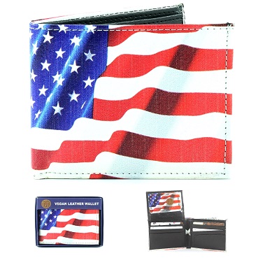Vegan LEATHER Wallet [Bifold] US Flag