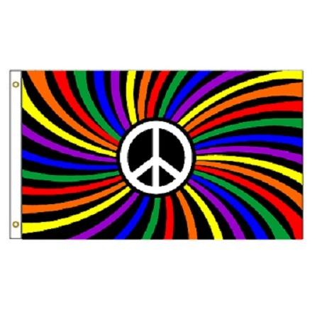 3'x5' RAINBOW Peace Swirl Flag