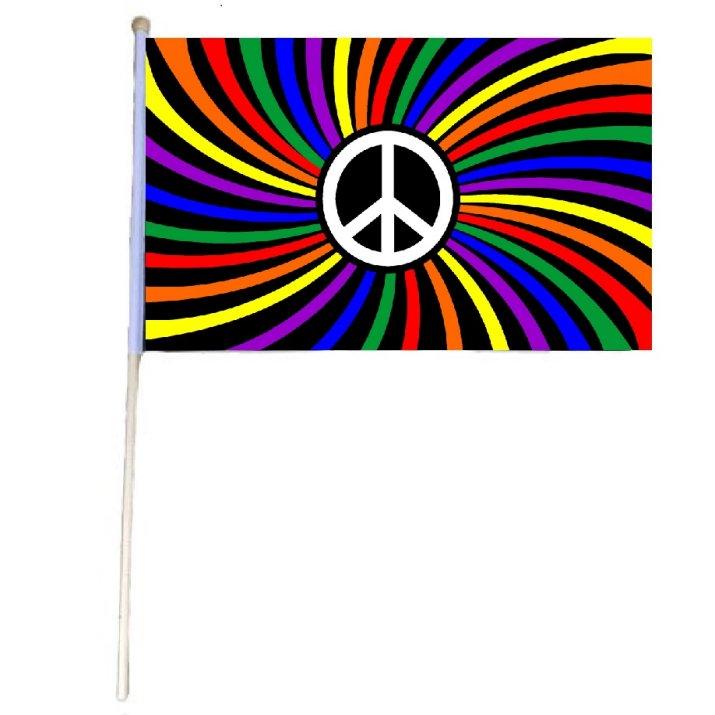 12''x18'' Stick Flag [RAINBOW Peace Swirl]