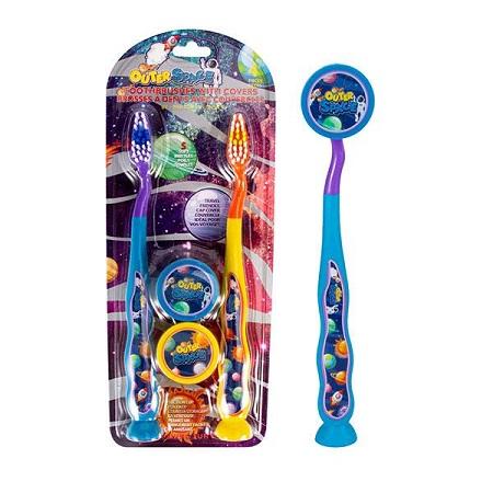 4pk Child's Toothbrush & COVER Set [Outer Space]