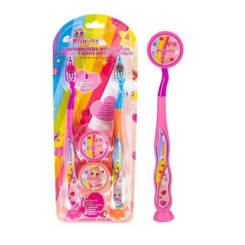4pk Child's Toothbrush & COVER Set [Princess]
