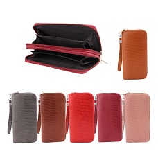 LADIES Dual Zipper WALLET with Wrist Strap [Small Texture]