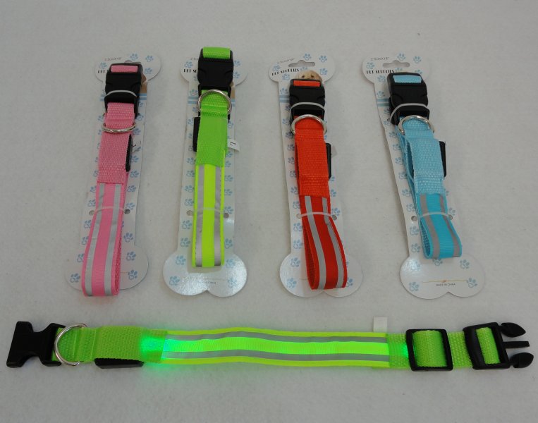 Nylon Reflective Light-Up Buckled Collar [ASSORTED Sizes]