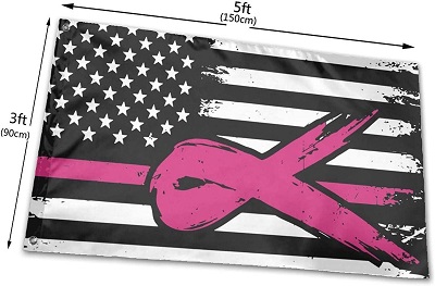 3'x5' Pink Ribbon/Pink Line FLAG