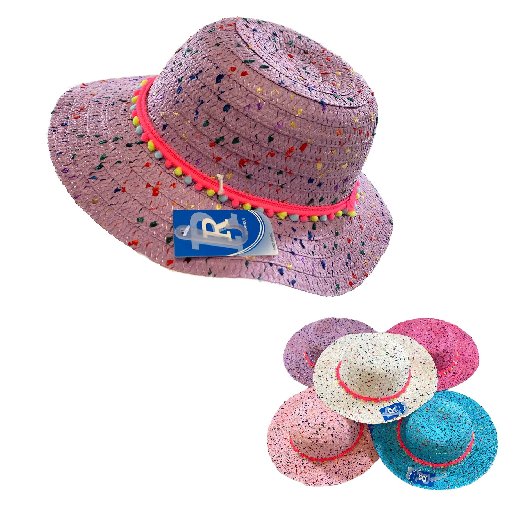Girl's Summer HAT [Speckled with PomPom HAT Band]
