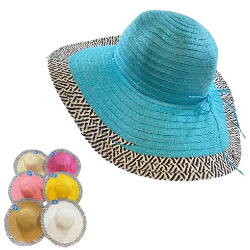 Ladies Woven Summer Hat [BLACK & White Edge]