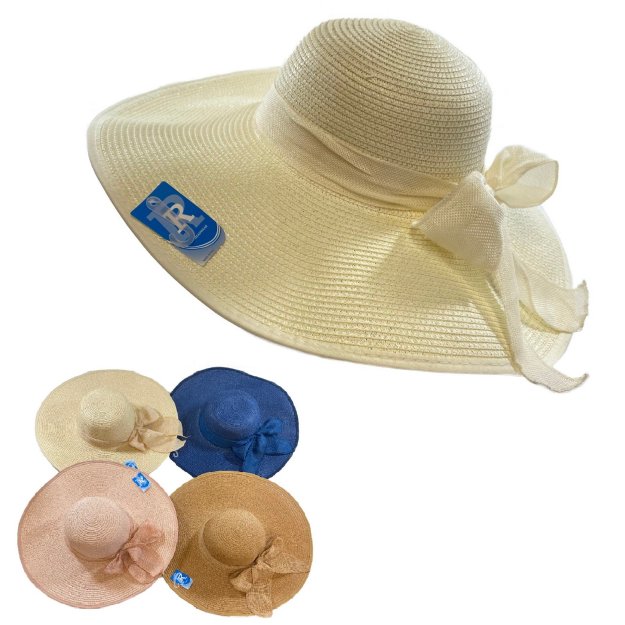 Ladies Woven Summer HAT [Monotone HAT/Bow]