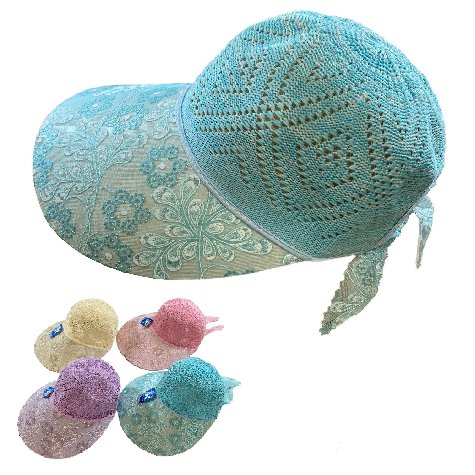 LADIES Large-Brim Summer Mesh Cap [Glitter Flower Bill]