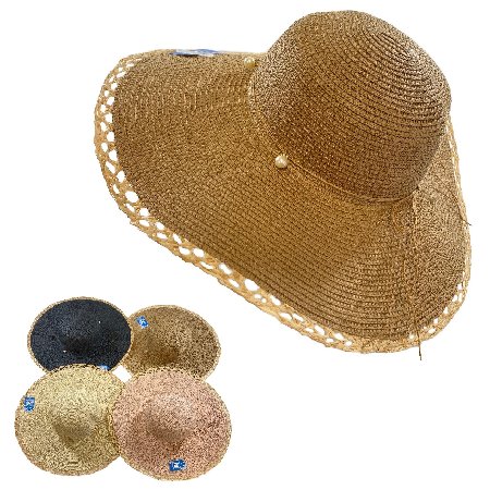 Ladies Woven Summer HAT [Drop Pearl/Open Weave Rim]