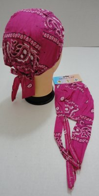 SKULL Cap-Hot Pink Paisley