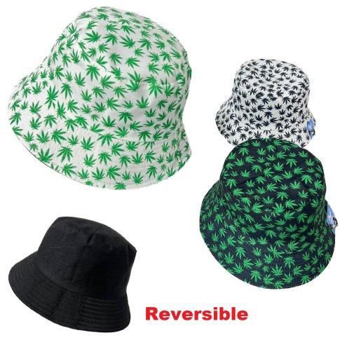 Bucket Hat [BLACK/White Small Marijuana]