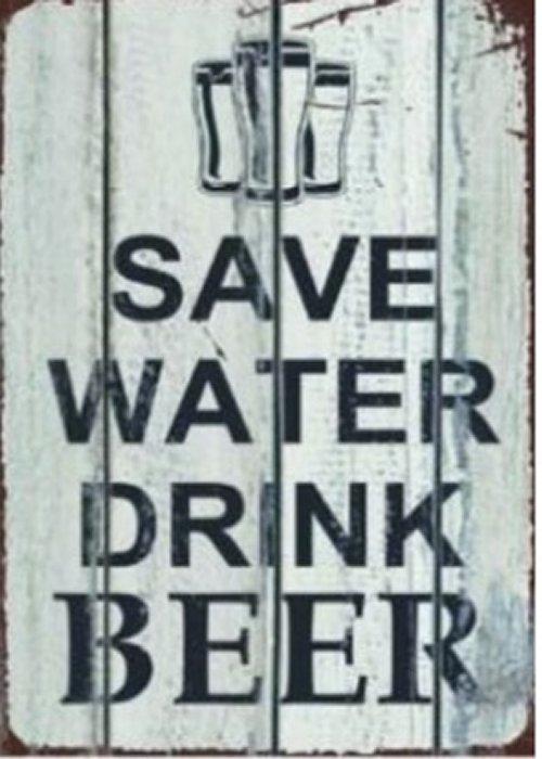 16''x12'' Metal Sign- SAVE WATER, DRINK BEER