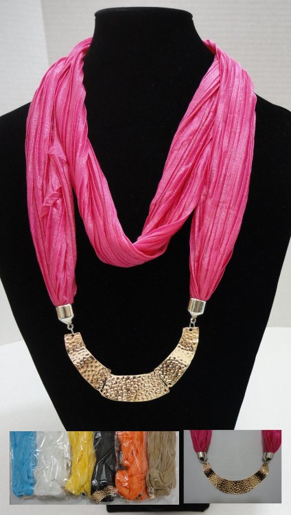 Scarf Necklace-Loop Scarf w/ Golden CHARMs