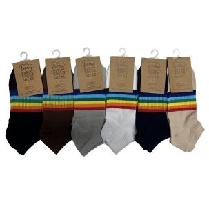 1pr 100% Cotton Ankle SOCKS [Rainbow] 6-12