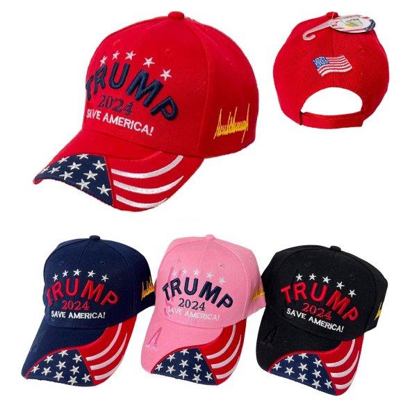 #Trump 2024 Hat w/ Embroidered FLAG SAVE AMERICA!