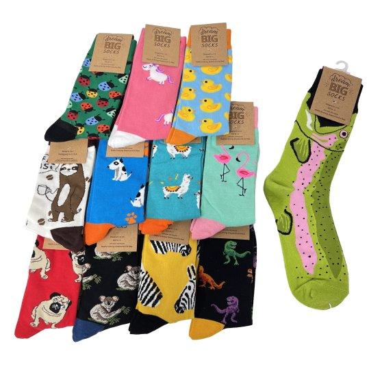 1pr Fun Print Crew Socks 10-13 [ANIMALs] *Unisex