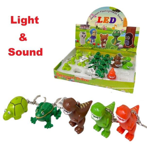 2'' Light Up Key Chain with Sound Effects [Frog/Dinosaur/Turtle]