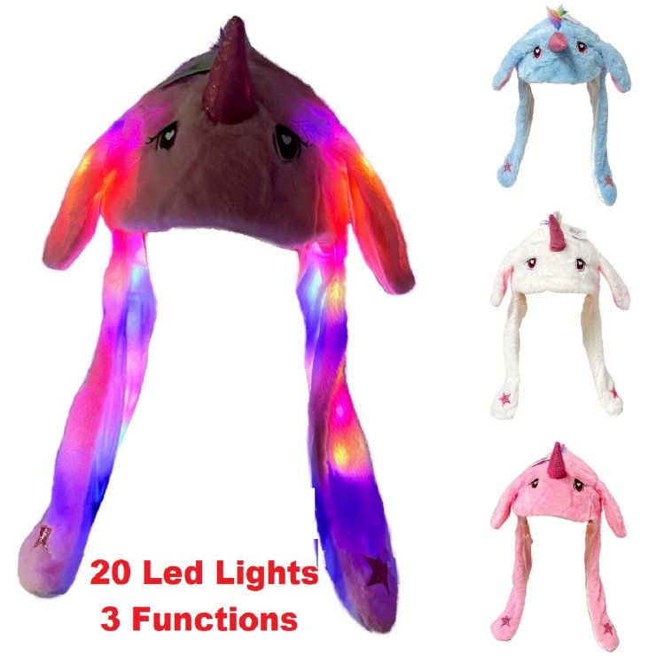 .Plush HAT with Flapping Ears & 20 LED Lights [Unicorn]