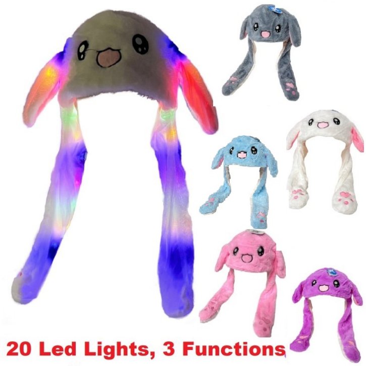 .Plush HAT with Flapping Ears & 20 LED Lights [Bunny]