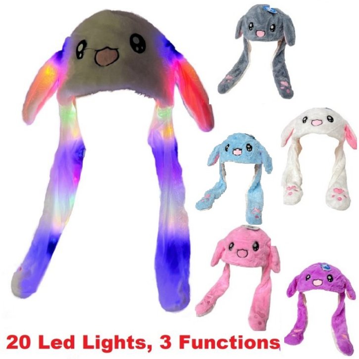 ##Plush HAT with Flapping Ears & 20 LED Lights [Bunny]