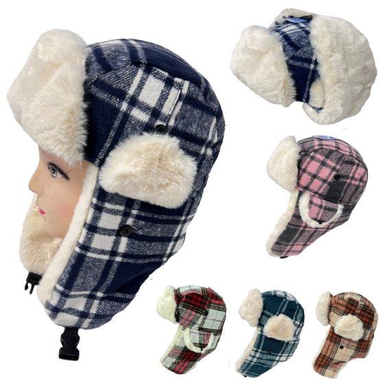 Aviator HAT with Fur Trim [Plaid] Youth Size