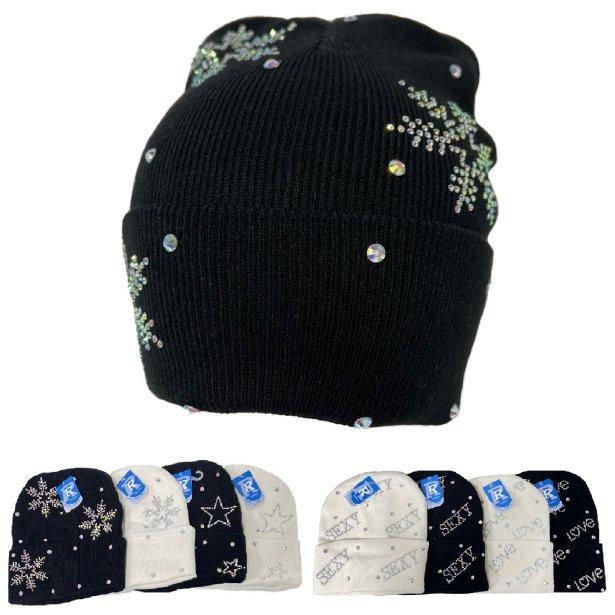 AB Rhinestone Knitted Cuffed Hat [ASSORTED Styles]