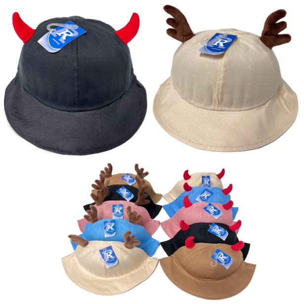 *  .Bucket Hat with ANTLERs/Horns [Deer/Devil] Size: 57-59cm
