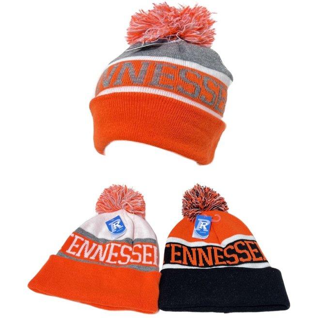 Knitted HAT with PomPom [TENNESSEE] Wide Stripes