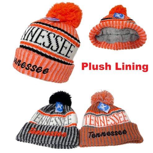 Plush-Lined Knit HAT with PomPom [Script Tennessee]