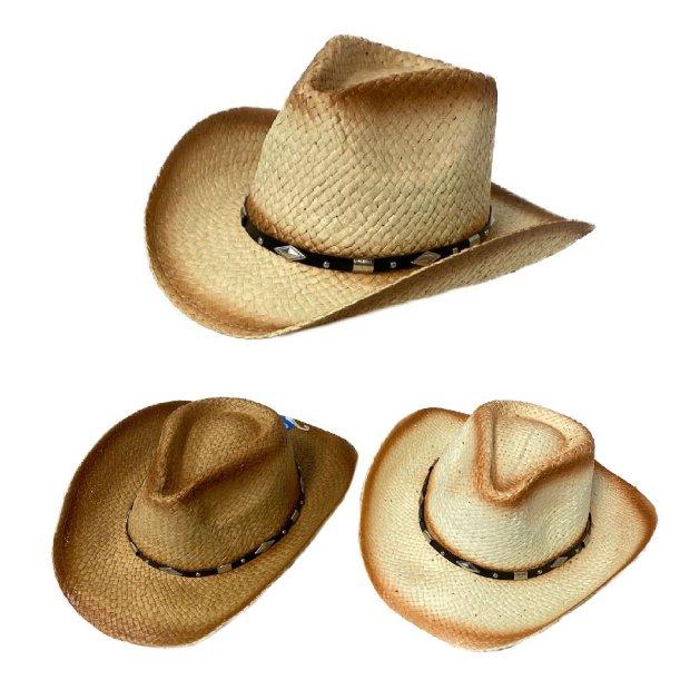 Paper STRAW Cowboy HAT [HATband with Medallion]