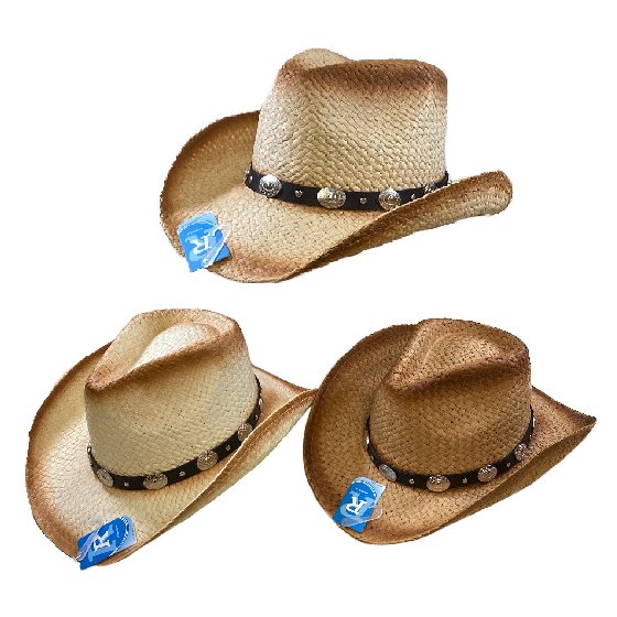 Classic Woven COWBOY HAT [Round Silver Medallions on HAT Band]