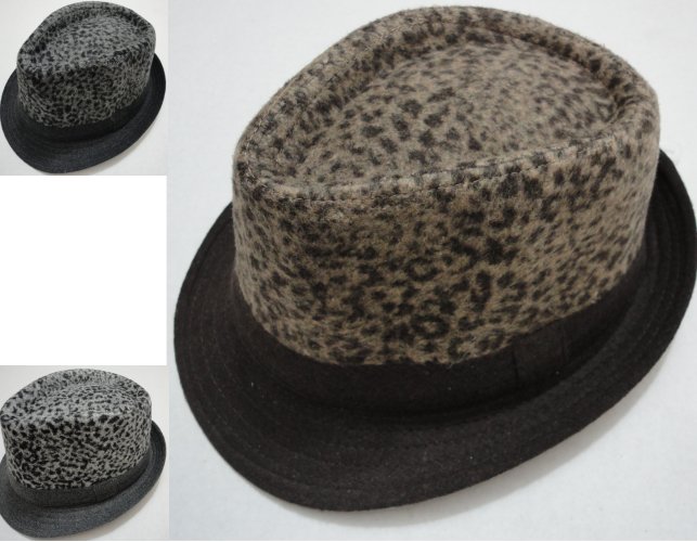 Fedora Hat-Classic Wool  Like with ANIMAL Print