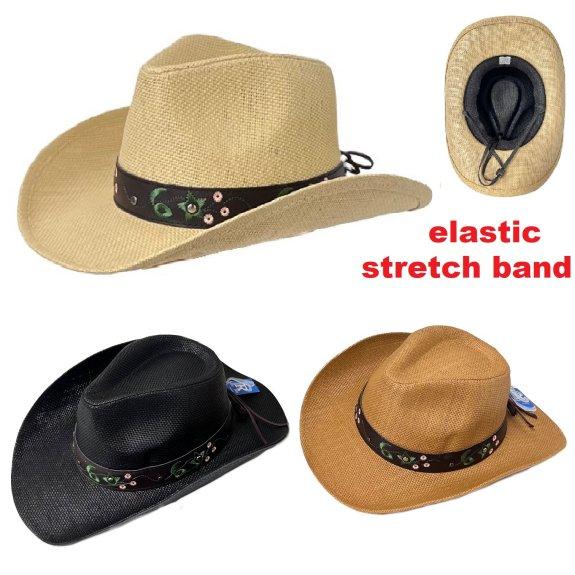 .Western HAT [Pink Floral Embroidered HAT Band]