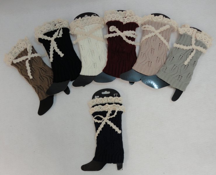 Knitted BOOT Cuffs [Antique Lace Bow]
