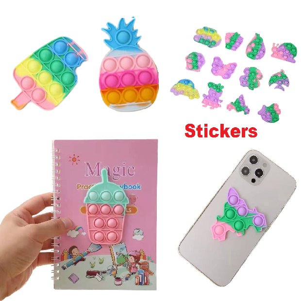 2''-3'' Push Pop Fidget STICKER Assortment [Pastel Tie-Dye]