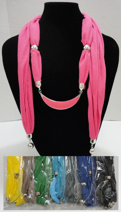 SCARF Necklace--Crescent Moon with End Charms 70''