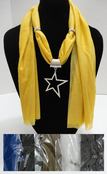 SCARF Necklace-Rhinestone Star 68''