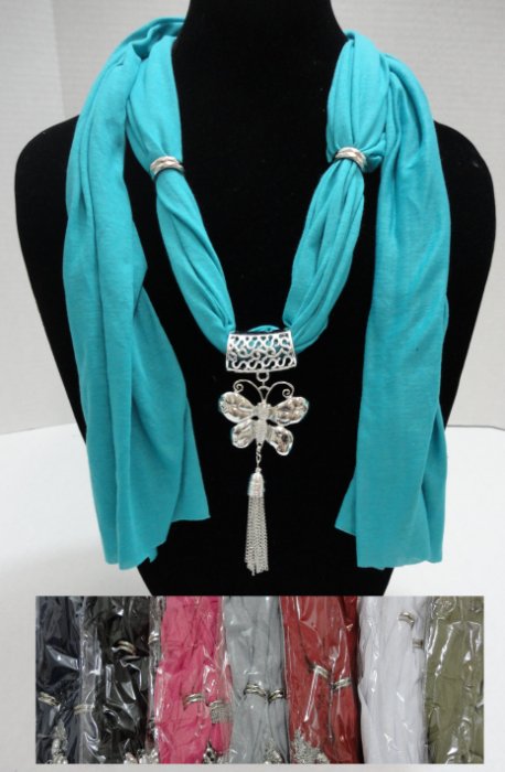 SCARF Necklace-Butterfly with Tassels 70''