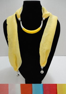 SCARF Necklace--Crescent Moon with End Charms [Ribbed SCARF]-72''