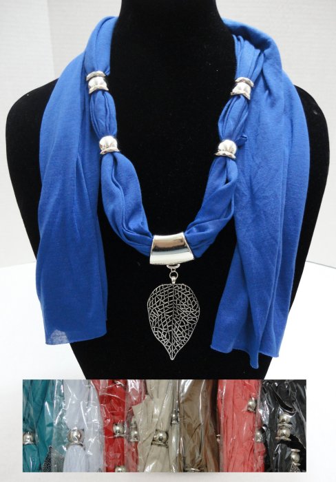 SCARF Necklace-Filigree Leaf 68''